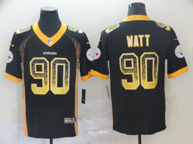 Men Pittsburgh Steelers #90 Watt Black Nike Drift Fashion Color Rush Limited NFL Jerseys